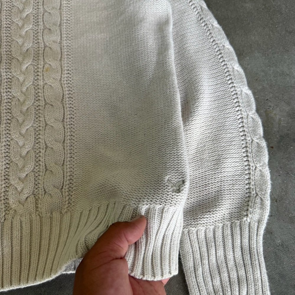American Eagle Outfitters Vtg Y2k Women’s XL Cable Knit Sweater Beige Rope Thick - Picture 2 of 6